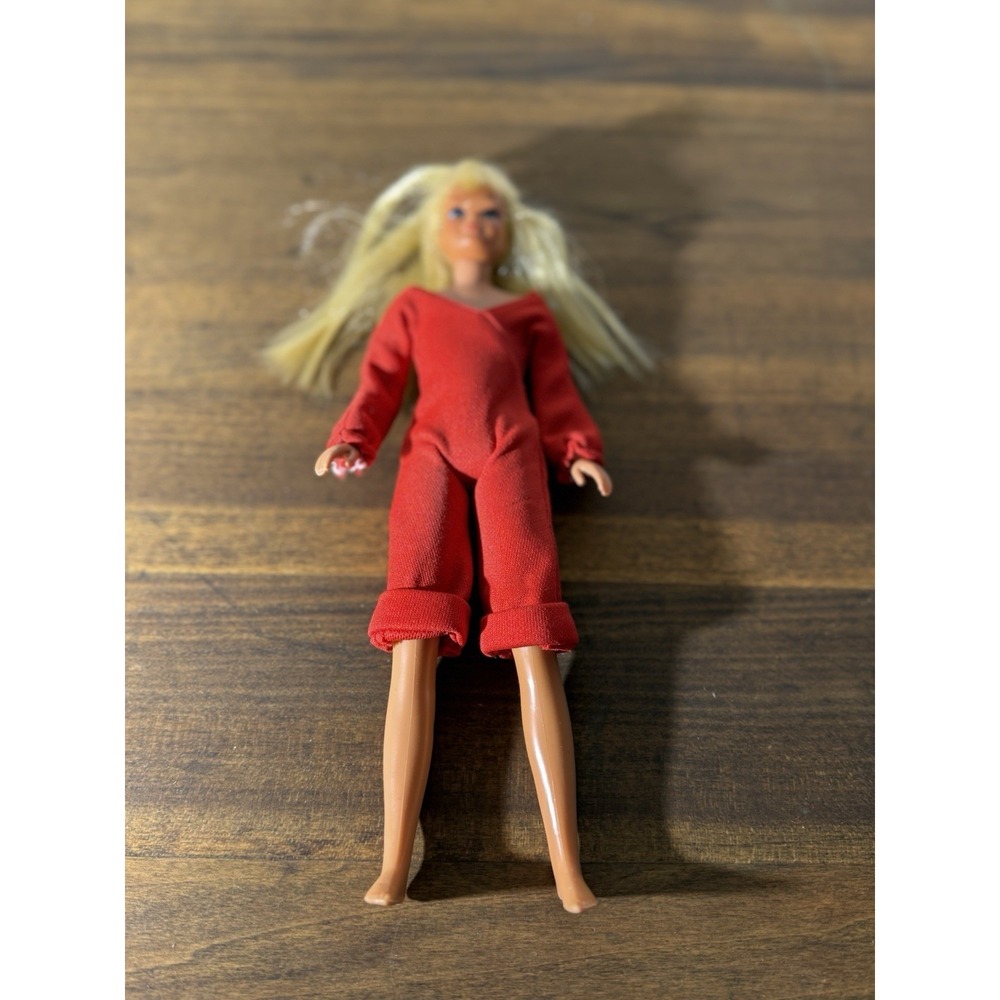 Vintage 70s Mattel Skipper Doll Blonde Bangs Blue Eyes Red Jumpsuit Retro⁠ - Picture 13 of 14
